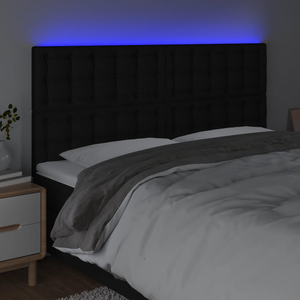 LED uzglavlje crno 200x5x118/128 cm od tkanine