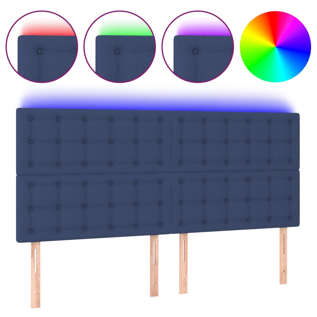 LED uzglavlje plavo 200x5x118/128 cm od tkanine