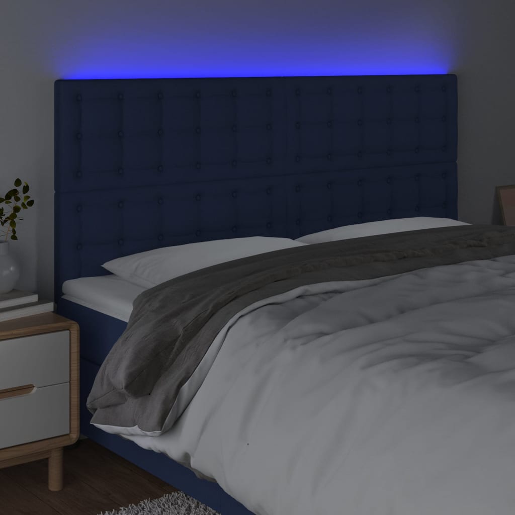 LED uzglavlje plavo 200x5x118/128 cm od tkanine