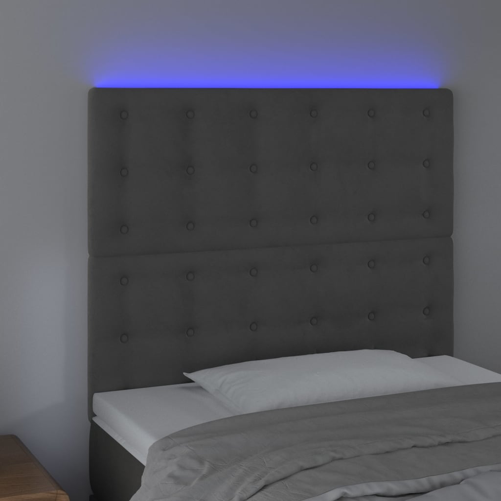 LED uzglavlje tamnosivo 80x5x118/128 cm baršunasto