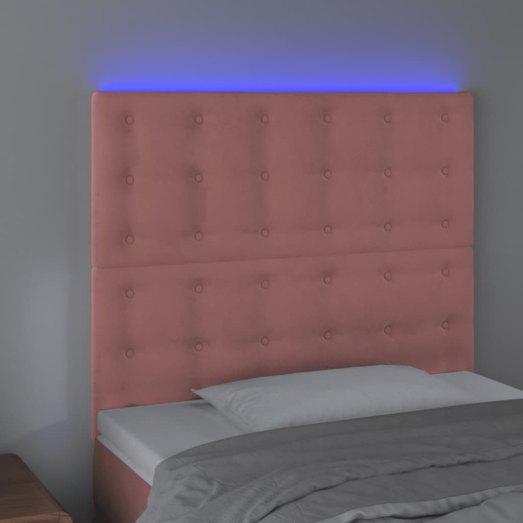 LED uzglavlje ružičasto 80x5x118/128 cm baršunasto