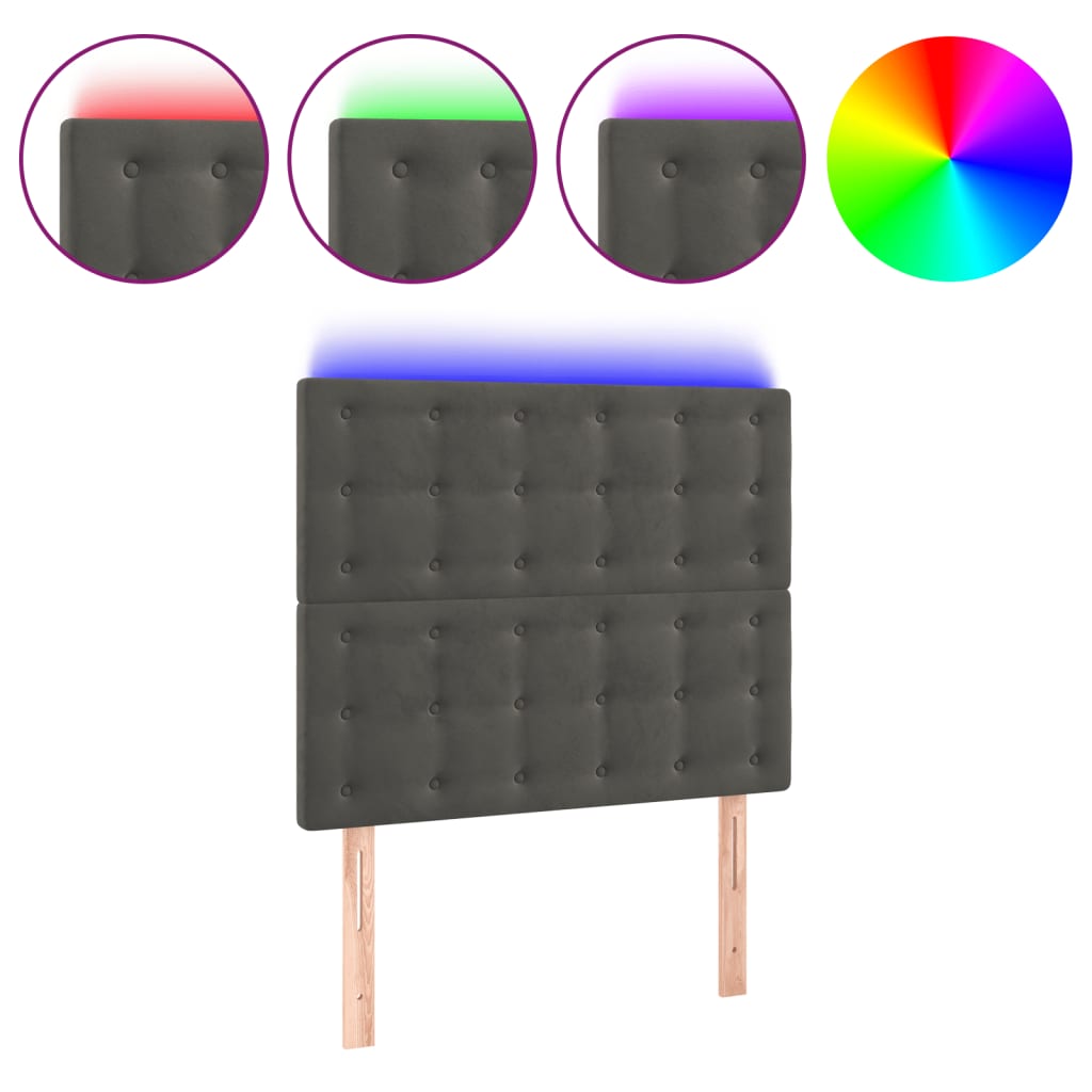 LED uzglavlje tamnosivo 90x5x118/128 cm baršunasto