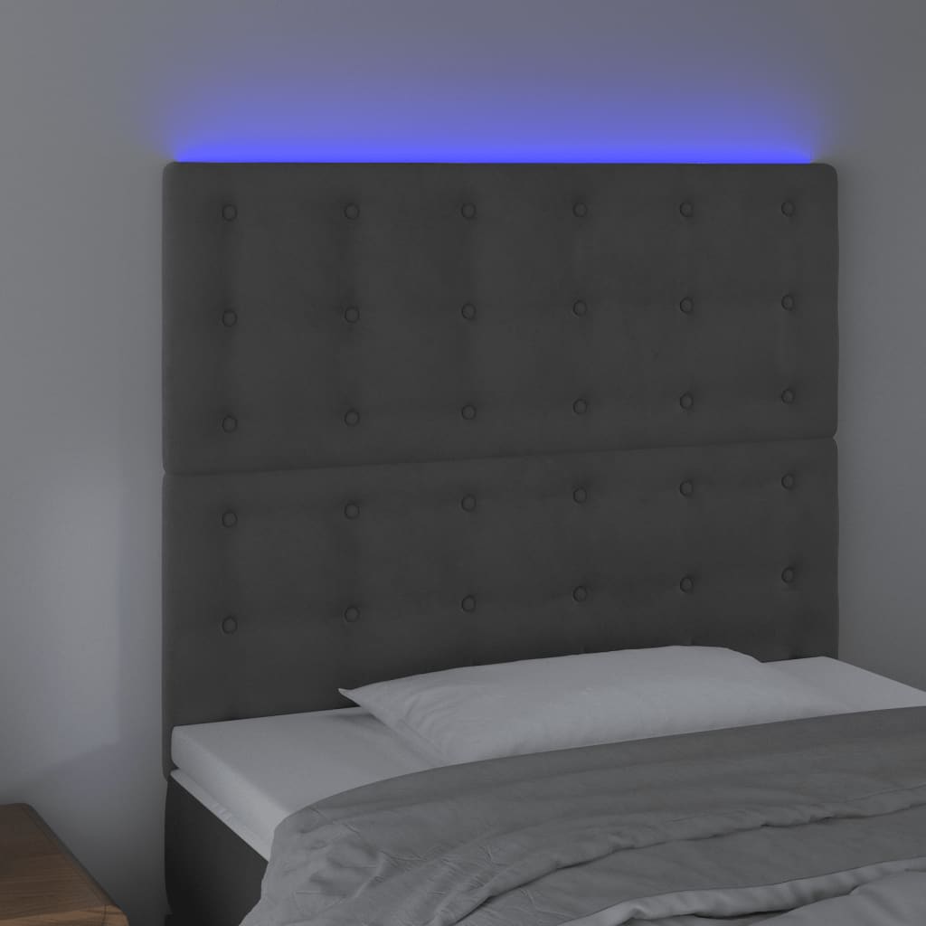 LED uzglavlje tamnosivo 90x5x118/128 cm baršunasto