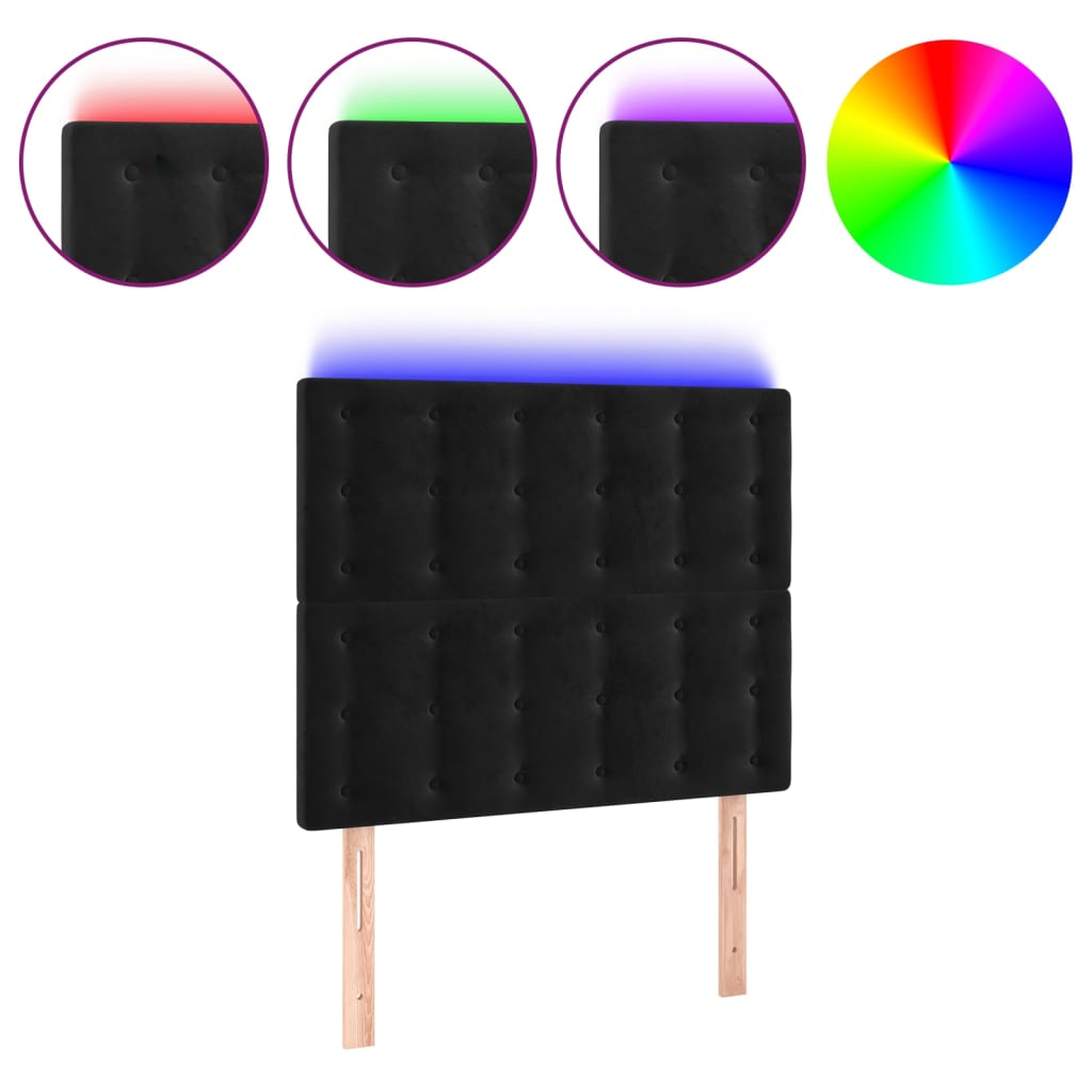 LED uzglavlje crno 90x5x118/128 cm baršunasto