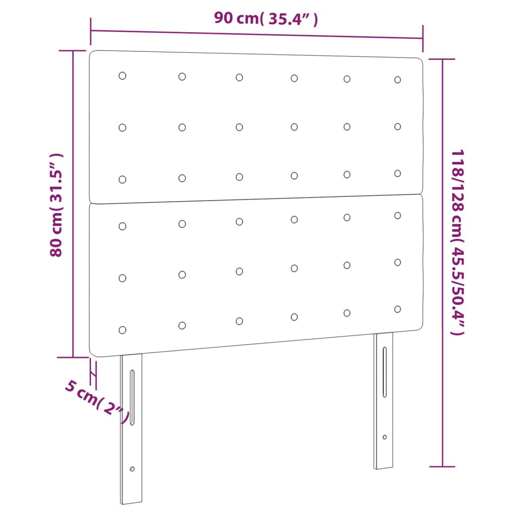 LED uzglavlje crno 90x5x118/128 cm baršunasto