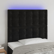 LED uzglavlje crno 90x5x118/128 cm baršunasto