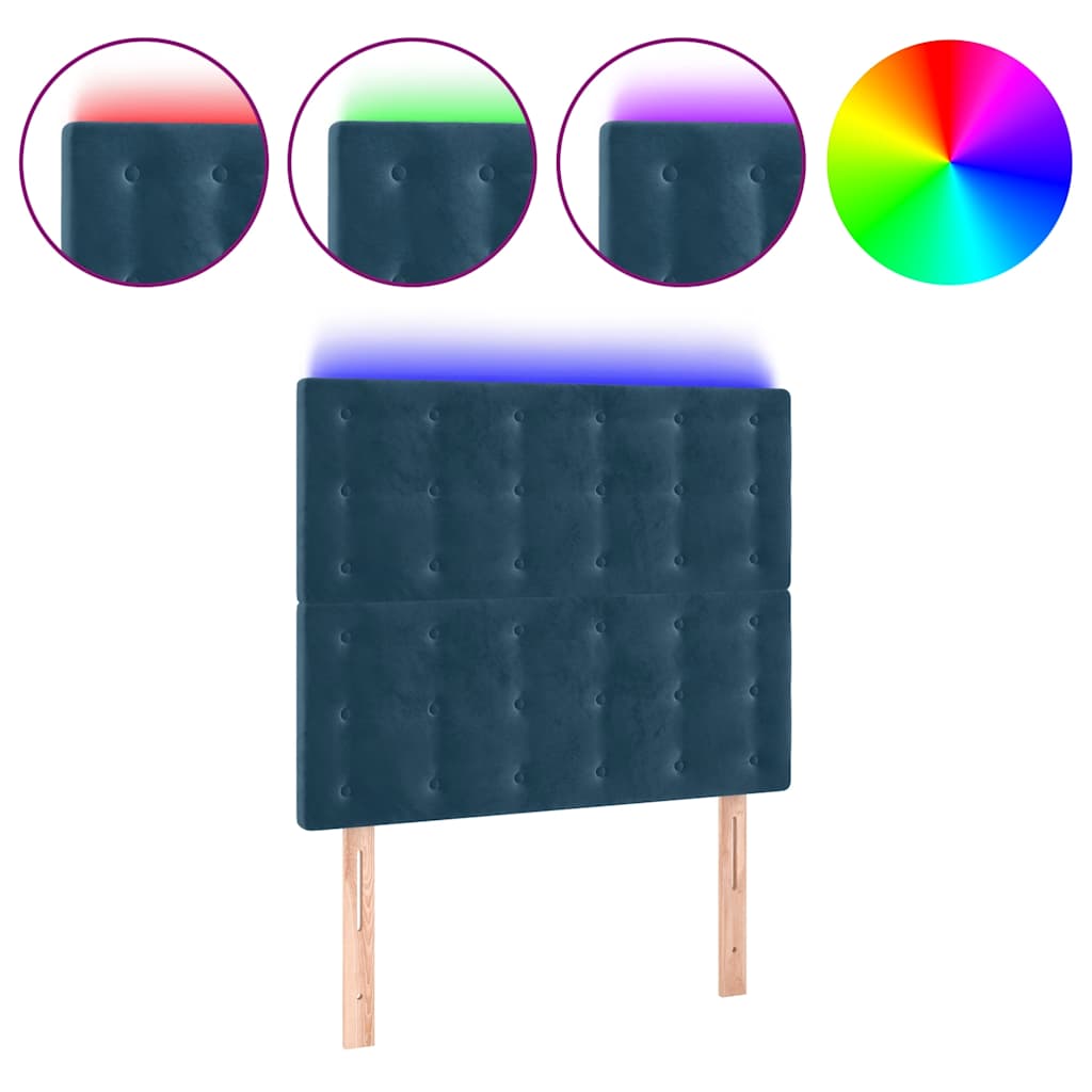 LED uzglavlje tamnoplavo 90x5x118/128 cm baršunasto