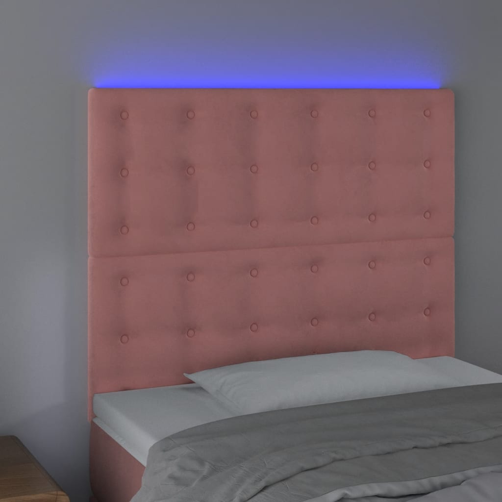 LED uzglavlje ružičasto 90x5x118/128 cm baršunasto