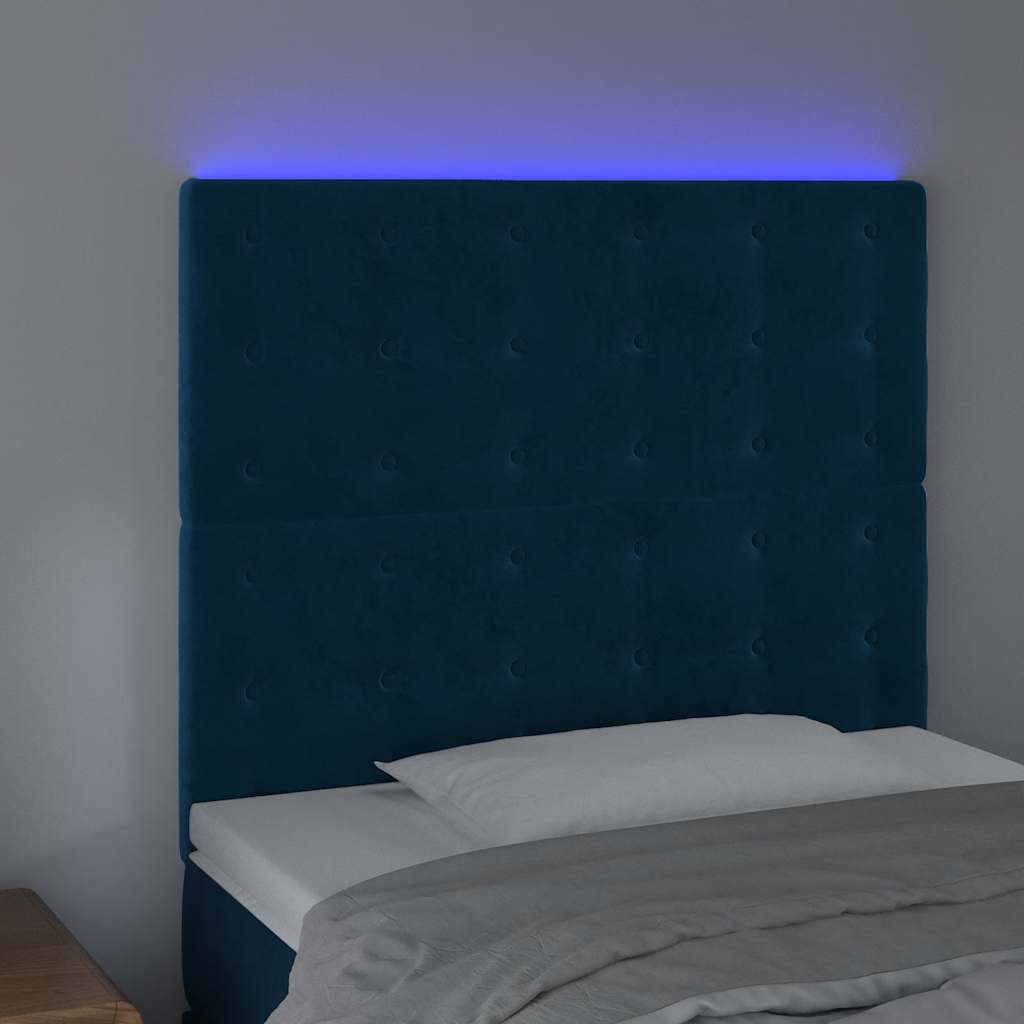 LED uzglavlje tamnoplavo 100x5x118/128 cm baršunasto