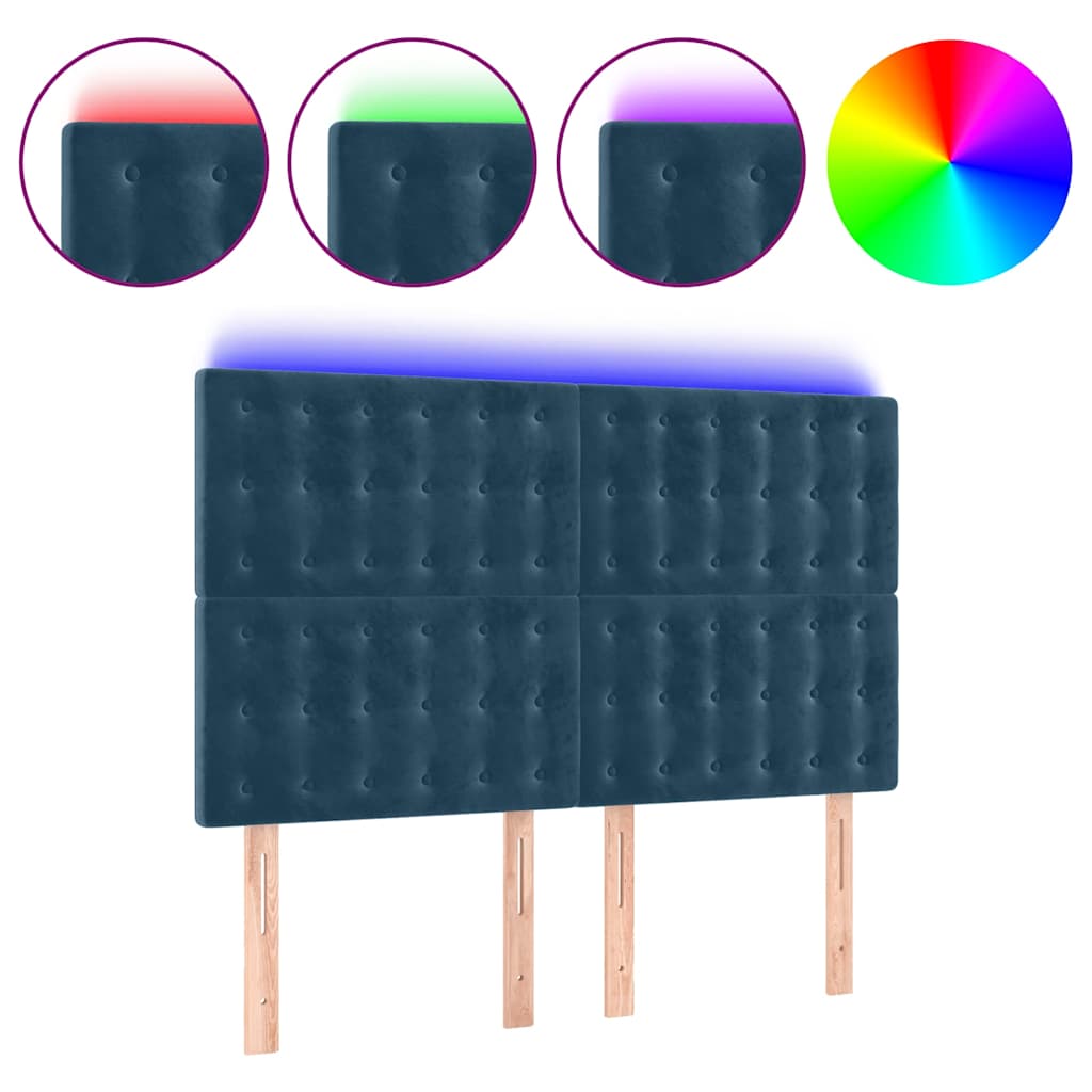 LED uzglavlje tamnoplavo 144x5x118/128 cm baršunasto