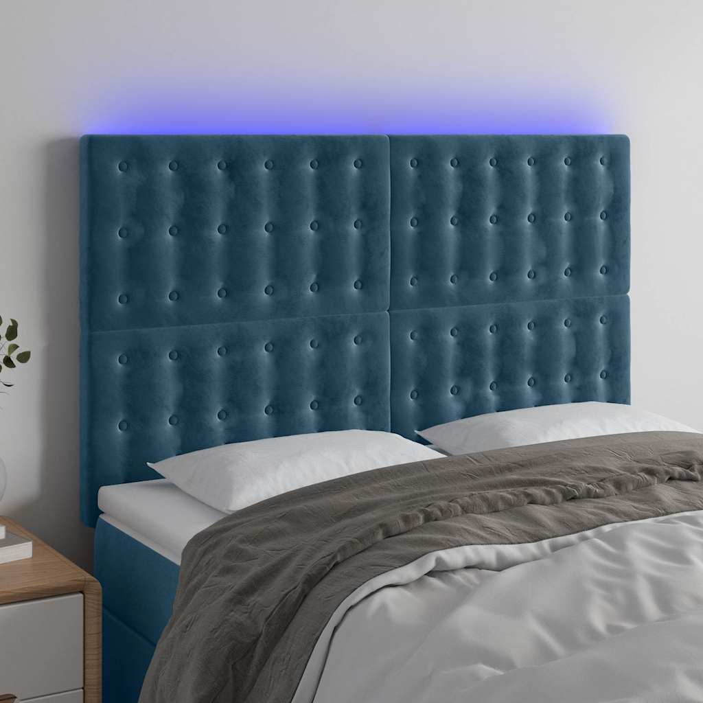 LED uzglavlje tamnoplavo 144x5x118/128 cm baršunasto