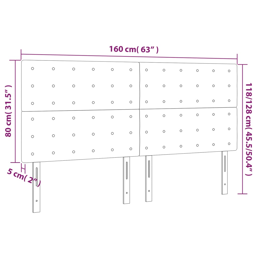 LED uzglavlje crno 160x5x118/128 cm baršunasto