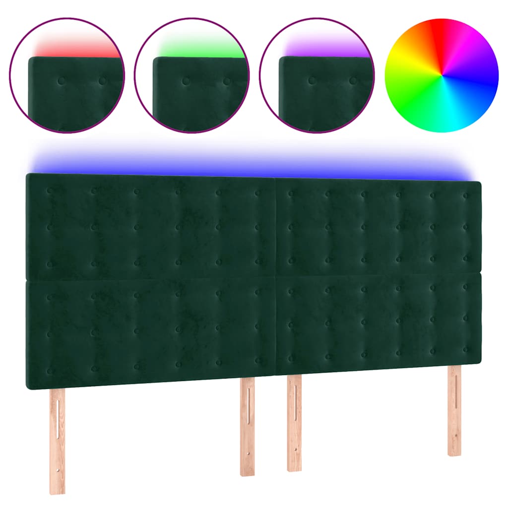LED uzglavlje tamnozeleno 160x5x118/128 cm baršunasto