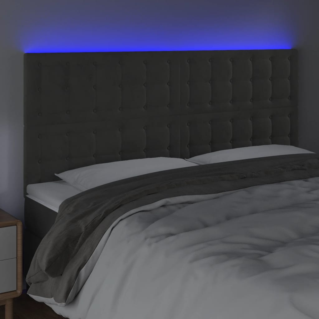 LED uzglavlje tamnosivo 180x5x118/128 cm baršunasto