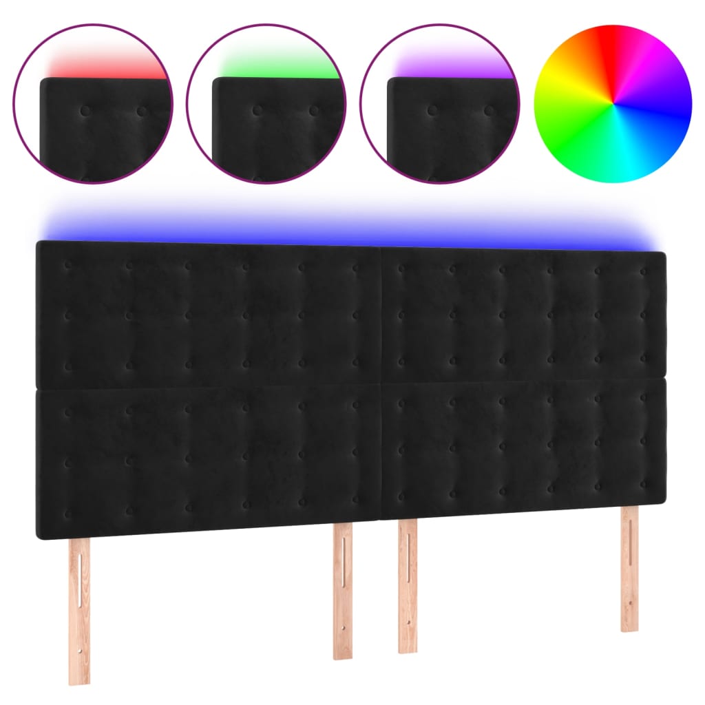 LED uzglavlje crno 180x5x118/128 cm baršunasto