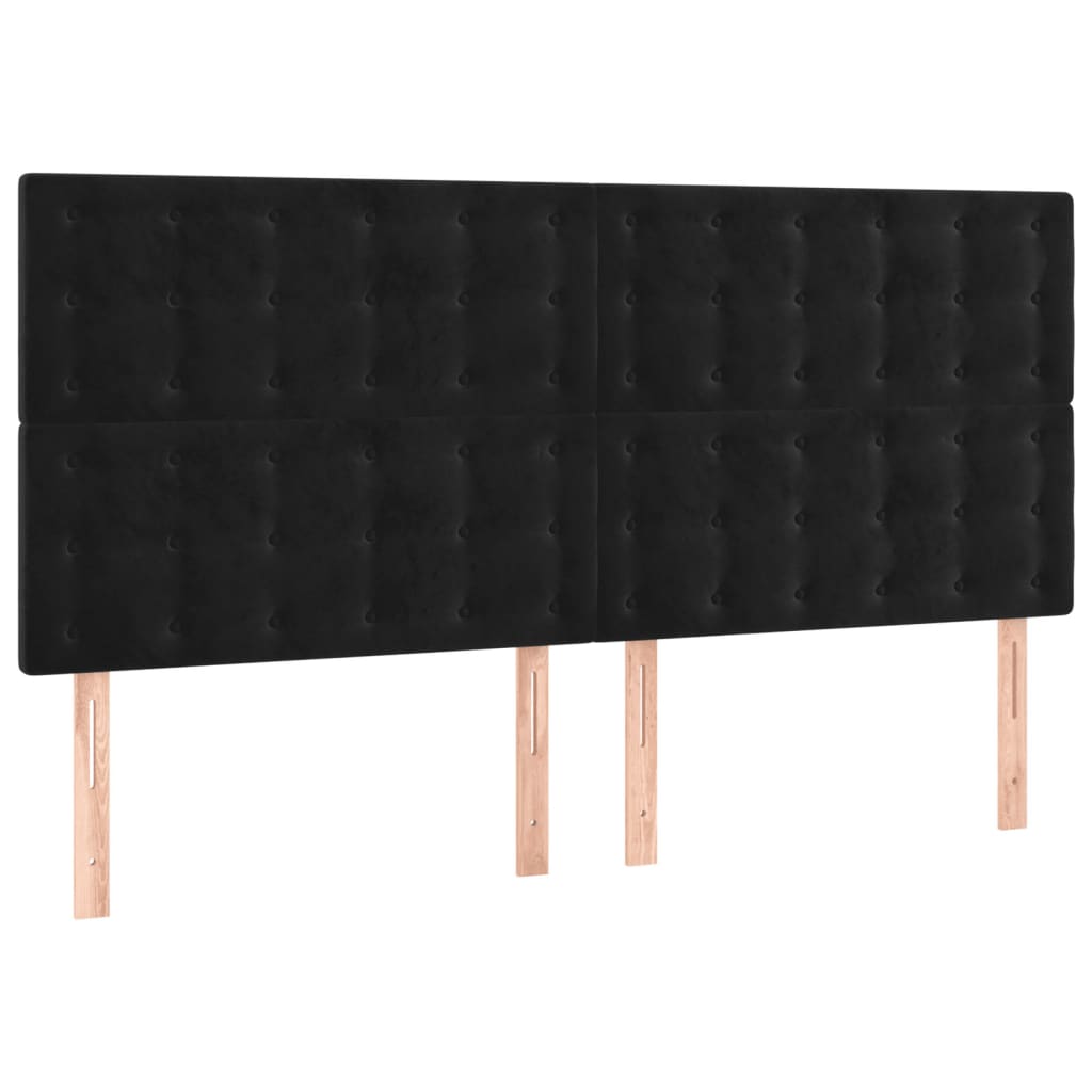 LED uzglavlje crno 180x5x118/128 cm baršunasto
