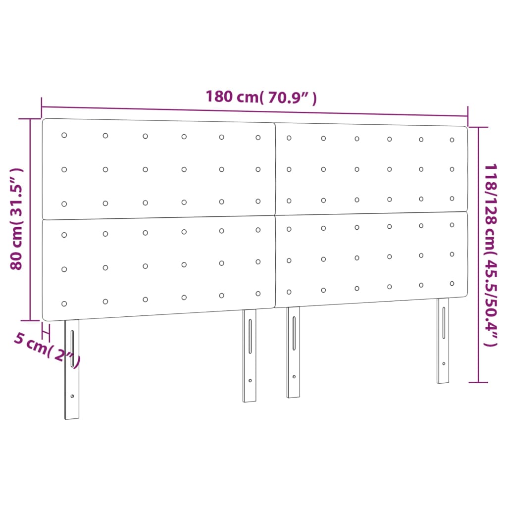 LED uzglavlje crno 180x5x118/128 cm baršunasto