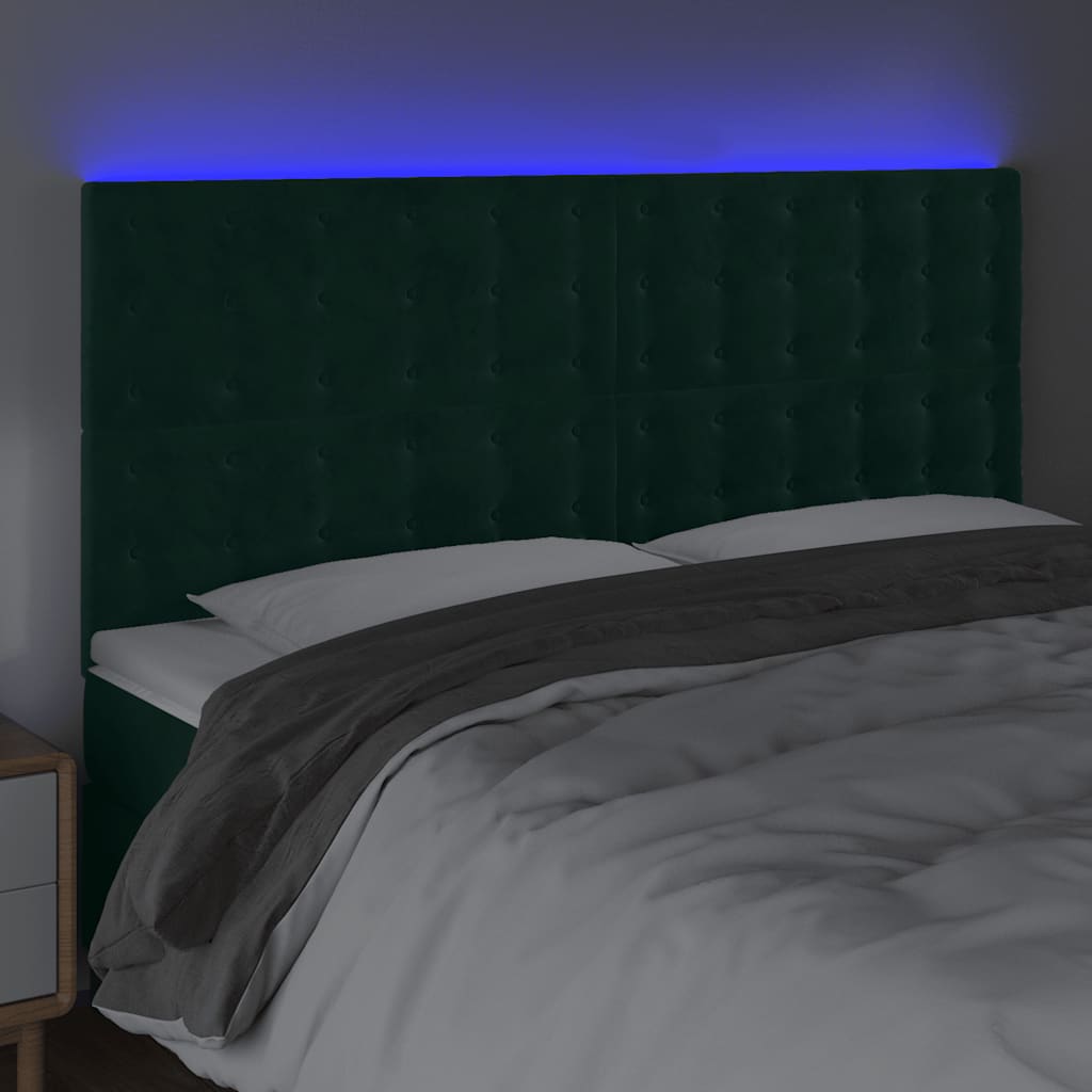 LED uzglavlje tamnozeleno 180x5x118/128 cm baršunasto