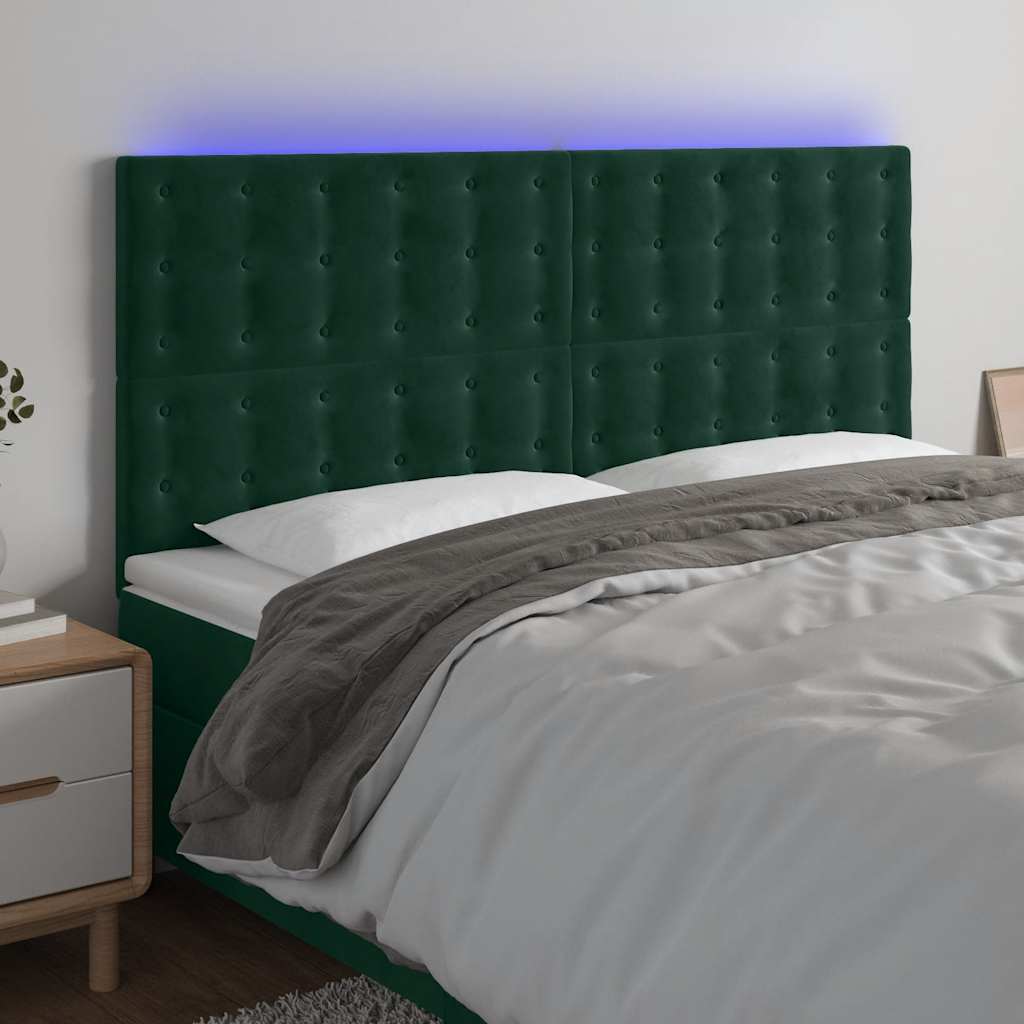 LED uzglavlje tamnozeleno 180x5x118/128 cm baršunasto