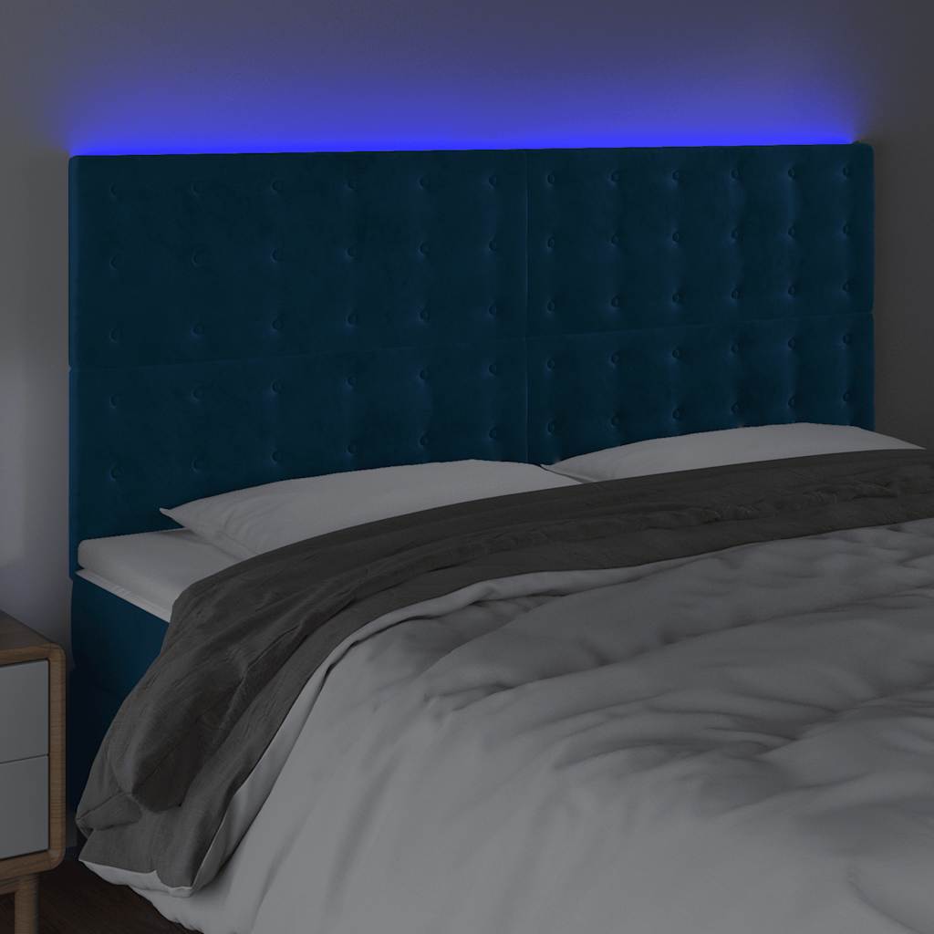 LED uzglavlje tamnoplavo 180x5x118/128 cm baršunasto