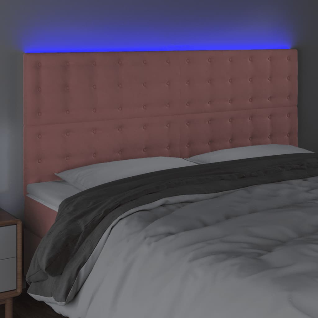 LED uzglavlje ružičasto 180x5x118/128 cm baršunasto