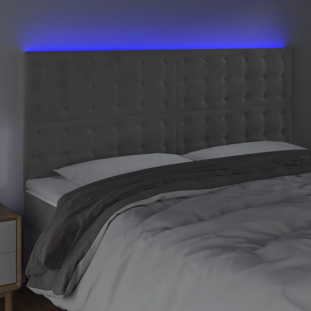LED uzglavlje svjetlosivo 200x5x118/128 cm baršunasto