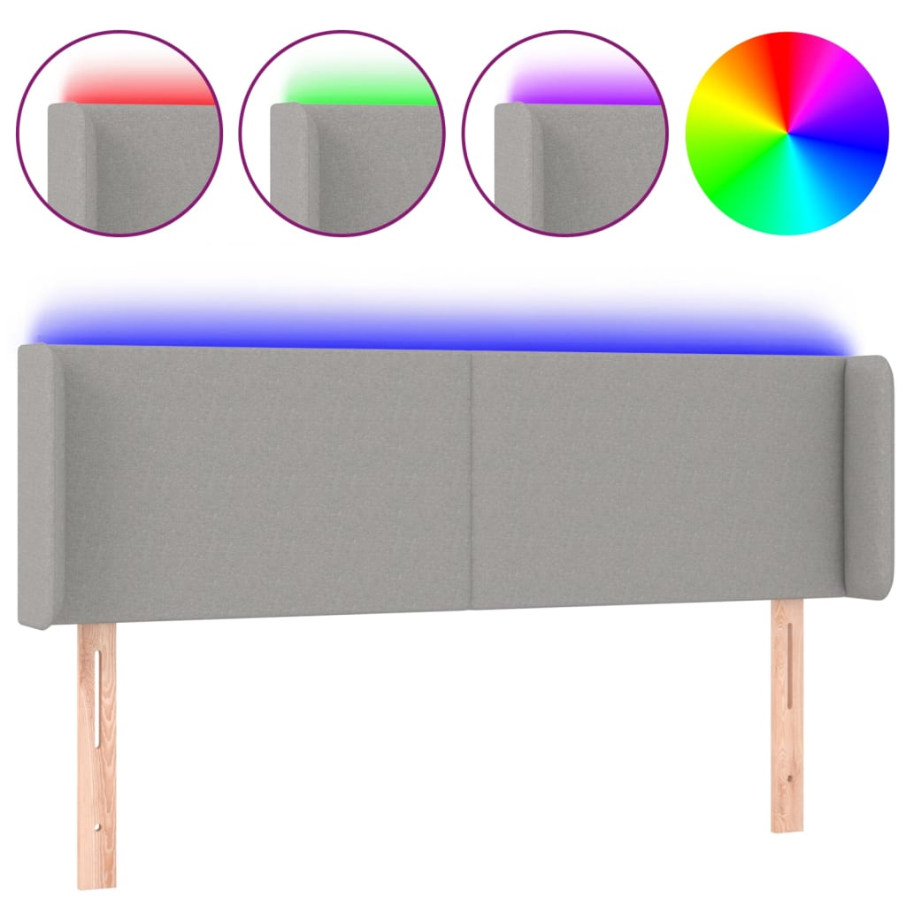 LED uzglavlje svjetlosivo 147x16x78/88 cm od tkanine