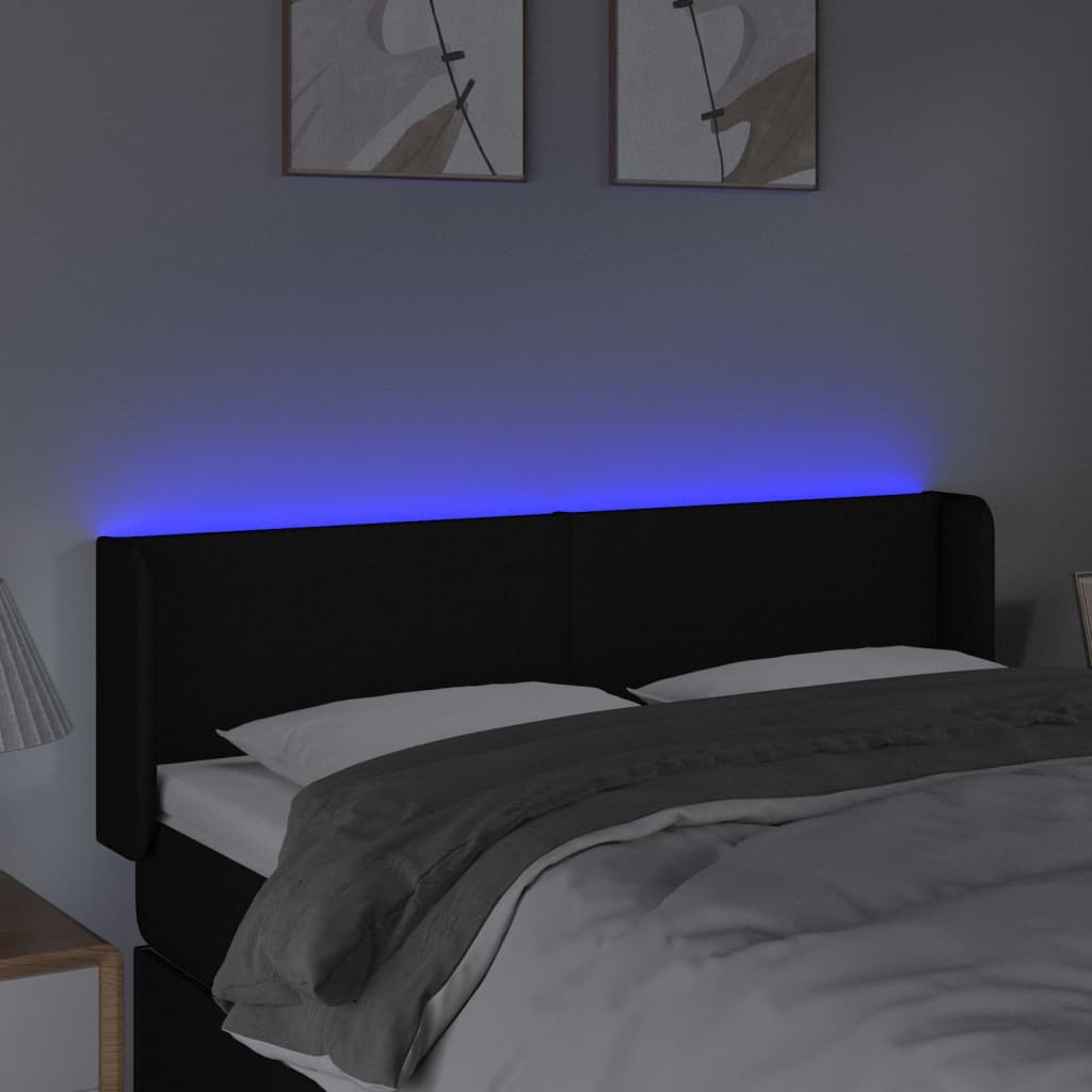 LED uzglavlje crno 147x16x78/88 cm od tkanine