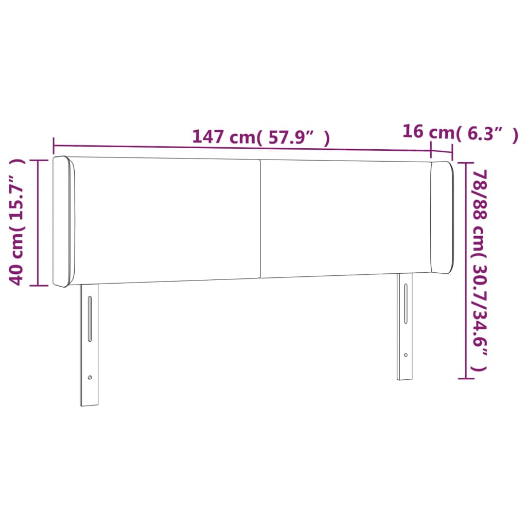 LED uzglavlje crno 147x16x78/88 cm od tkanine