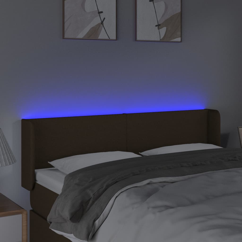 LED uzglavlje tamnosmeđe 147x16x78/88 cm od tkanine