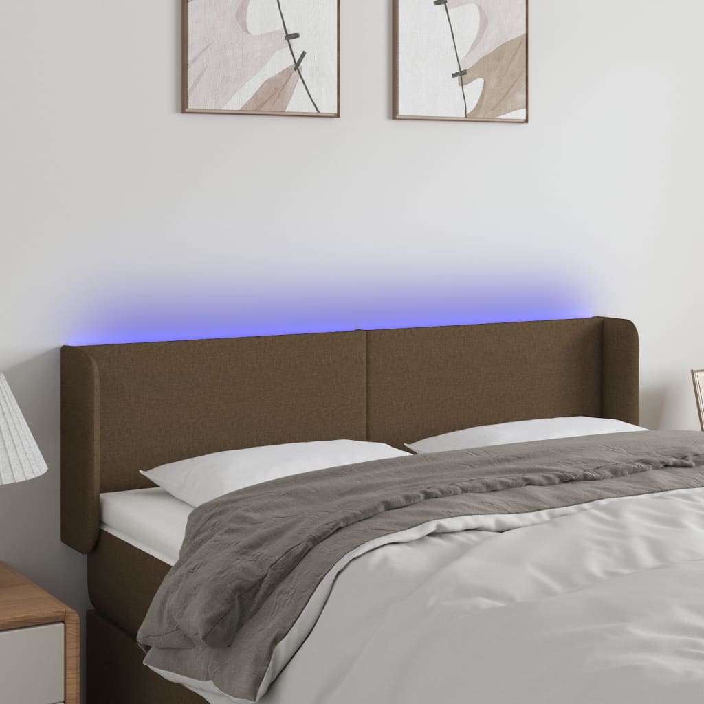 LED uzglavlje tamnosmeđe 147x16x78/88 cm od tkanine