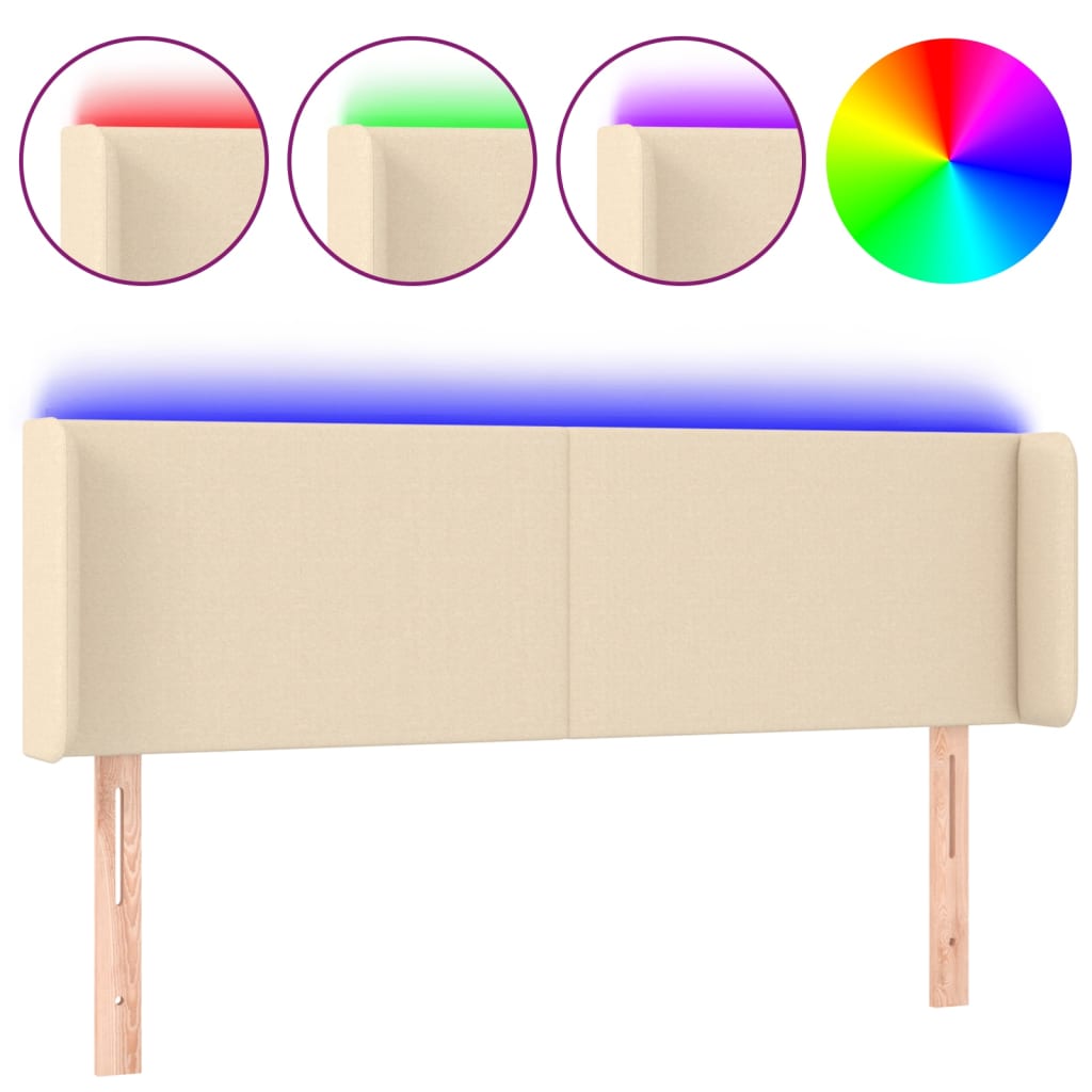 LED uzglavlje krem 147x16x78/88 cm od tkanine