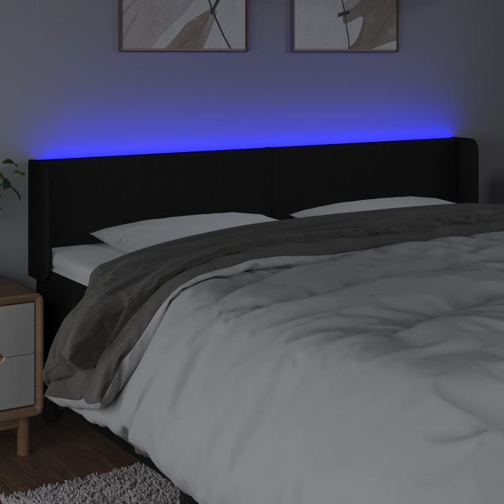 LED uzglavlje crno 183x16x78/88 cm od tkanine
