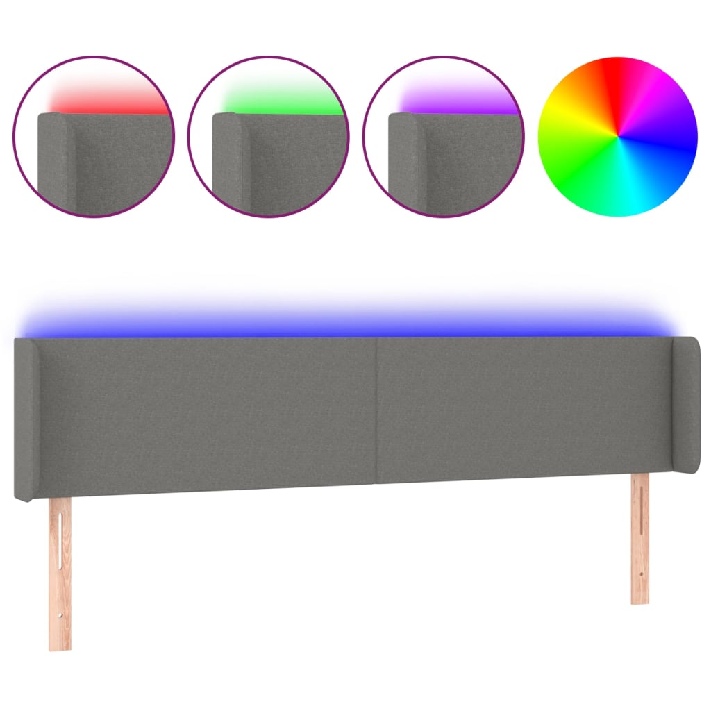 LED uzglavlje tamnosivo 203x16x78/88 cm od tkanine