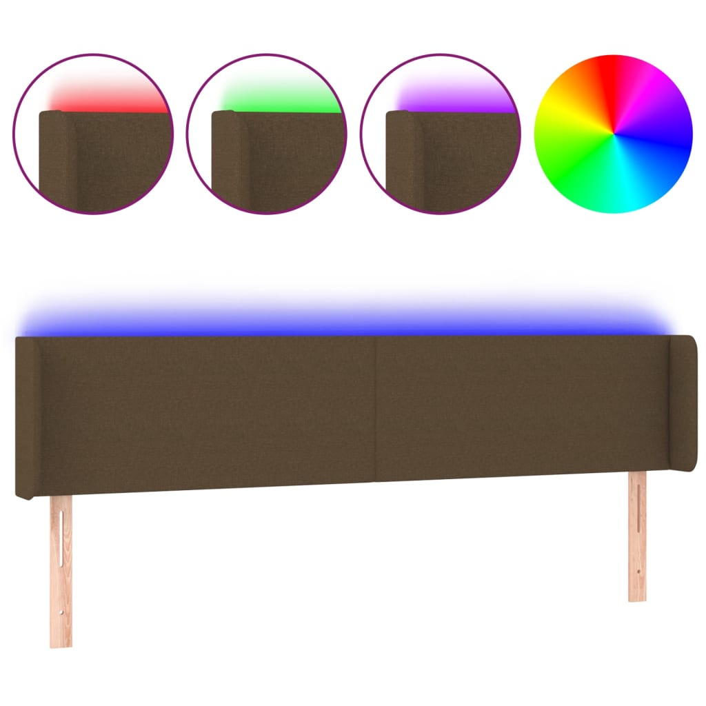 LED uzglavlje tamnosmeđe 203x16x78/88 cm od tkanine