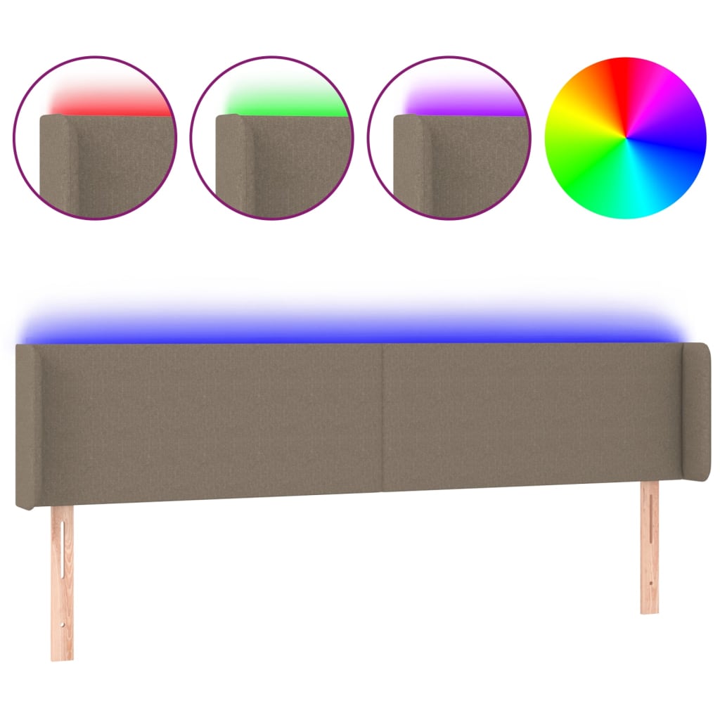 LED uzglavlje smeđesivo 203x16x78/88 cm od tkanine