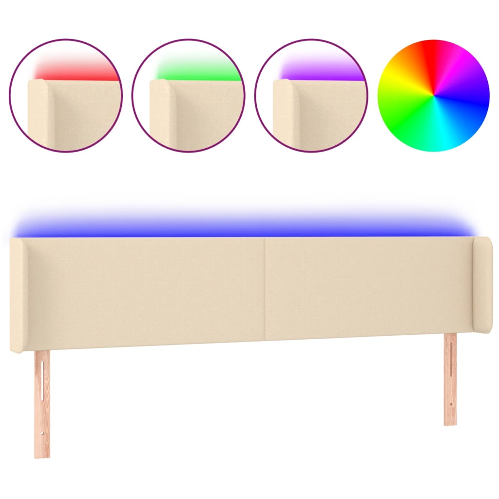 LED uzglavlje krem 203x16x78/88 cm od tkanine