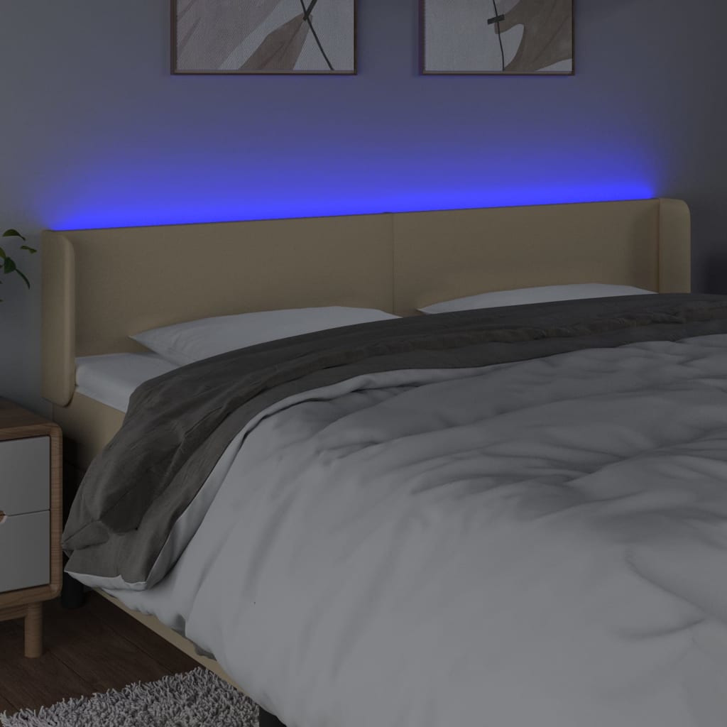 LED uzglavlje krem 203x16x78/88 cm od tkanine
