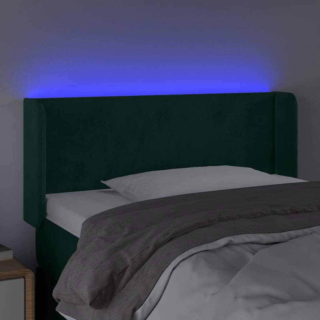 LED uzglavlje tamnozeleno 83x16x78/88 cm baršunasto
