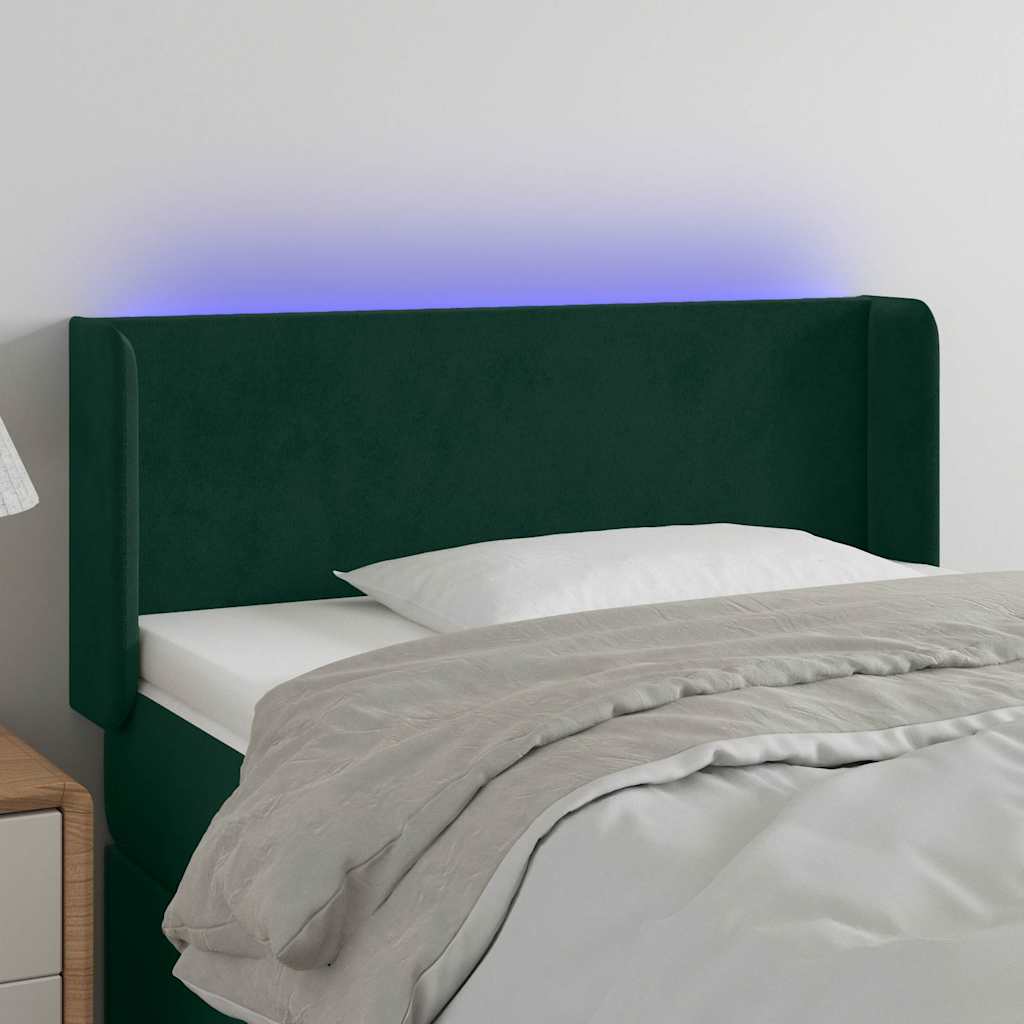 LED uzglavlje tamnozeleno 83x16x78/88 cm baršunasto