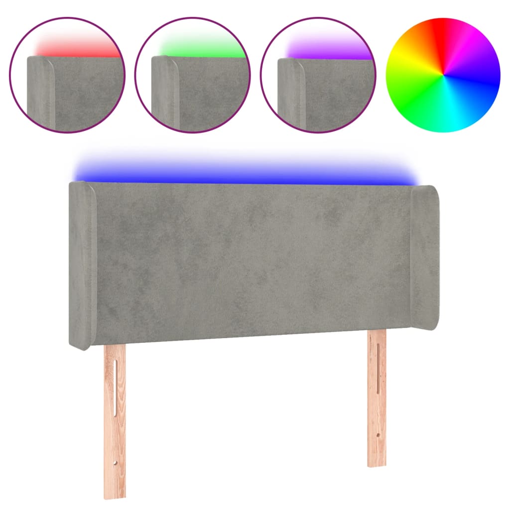 LED uzglavlje svjetlosivo 103x16x78/88 cm baršunasto