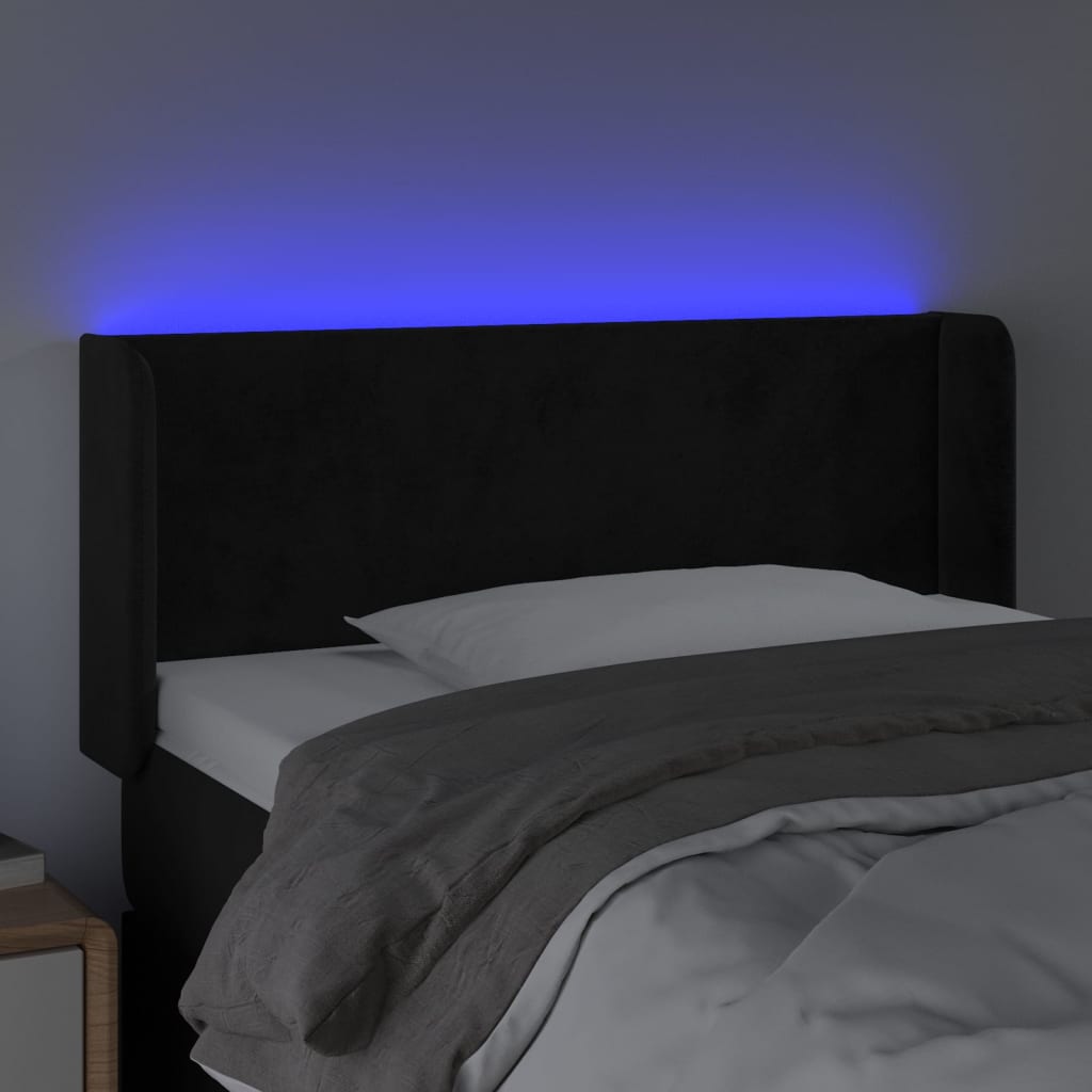 LED uzglavlje crno 103x16x78/88 cm baršunasto
