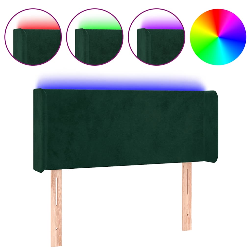 LED uzglavlje tamnozeleno 103x16x78/88 cm baršunasto