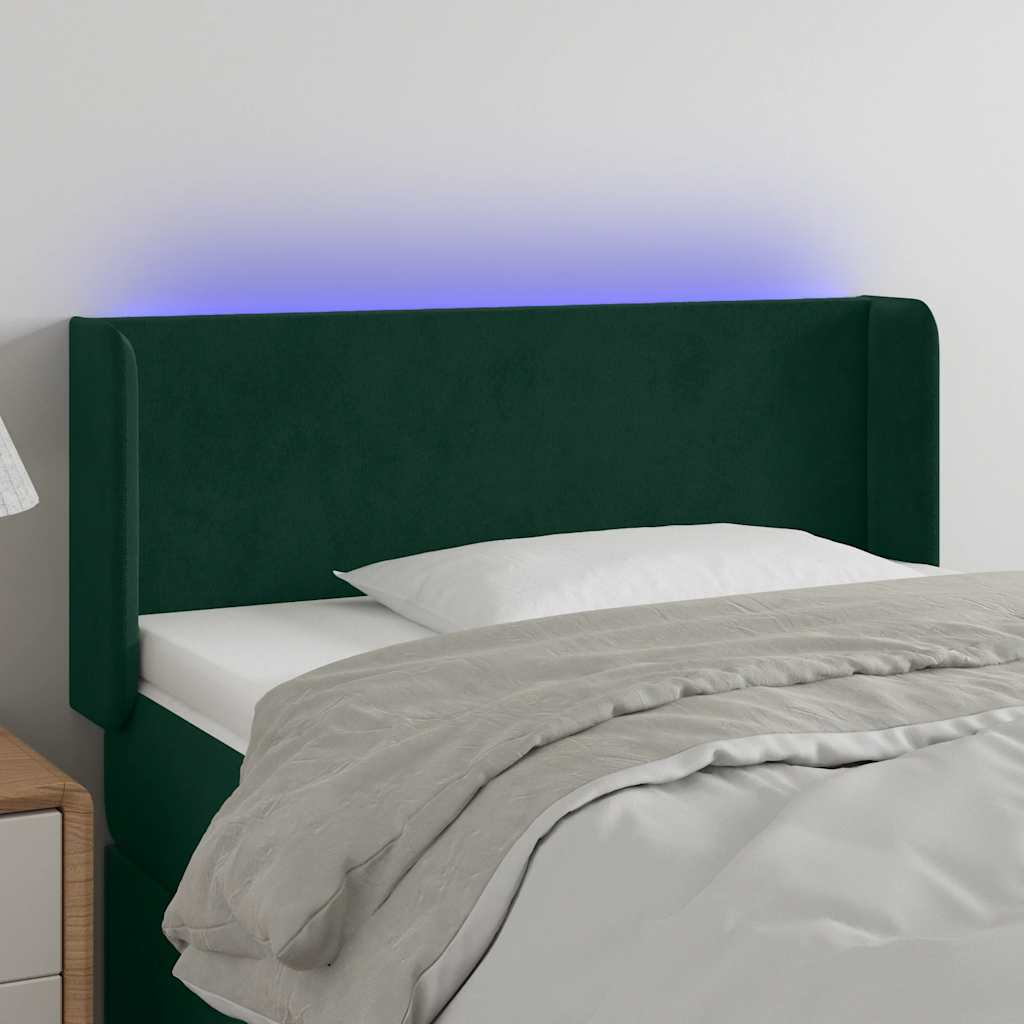 LED uzglavlje tamnozeleno 103x16x78/88 cm baršunasto