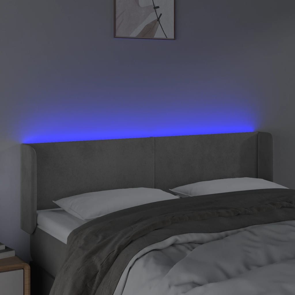 LED uzglavlje svjetlosivo 147x16x78/88 cm baršunasto