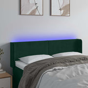 LED uzglavlje tamnozeleno 147x16x78/88 cm baršunasto