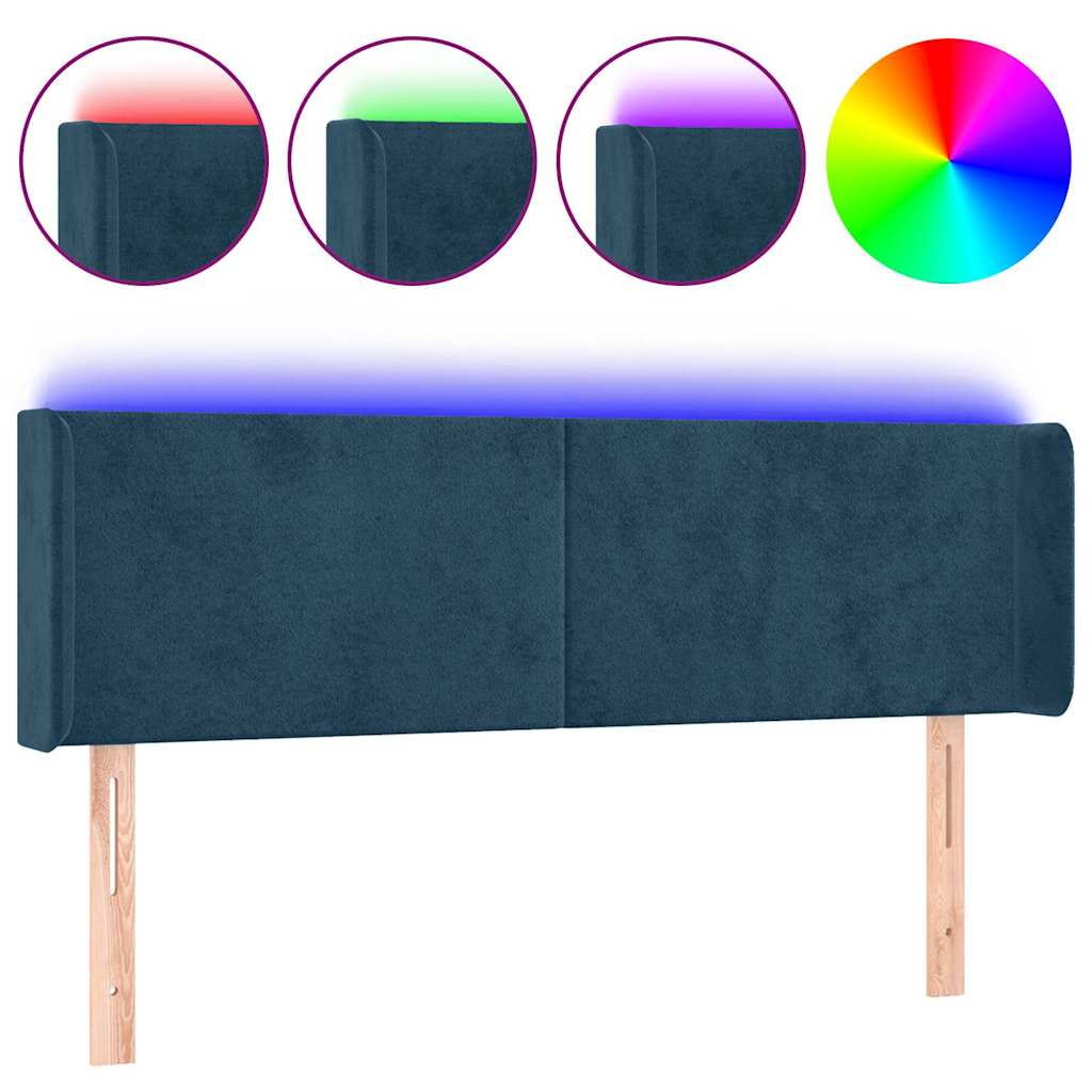 LED uzglavlje tamnoplavo 147x16x78/88 cm baršunasto