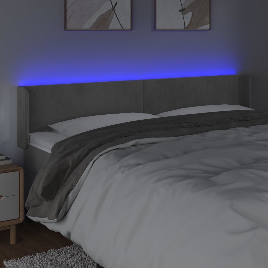 LED uzglavlje svjetlosivo 163x16x78/88 cm baršunasto
