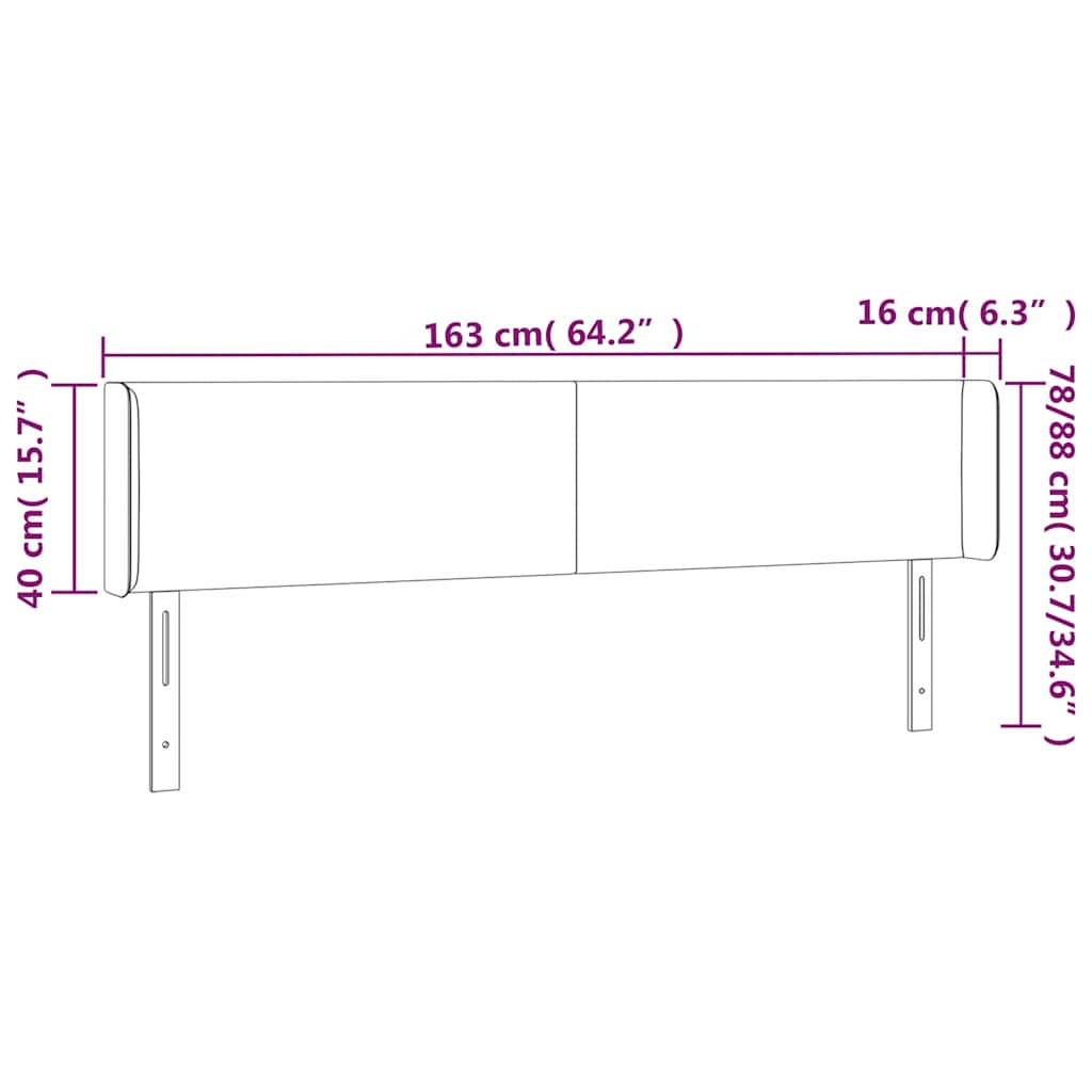 LED uzglavlje tamnozeleno 163x16x78/88 cm baršunasto