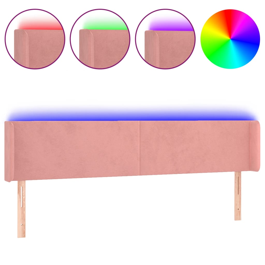 LED uzglavlje ružičasto 163x16x78/88 cm baršunasto